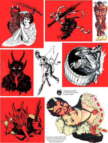 Krampus in Red Collage Sheet