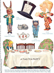 Mad Hatter's Tea-Party Paper Dolls Collage Sheet