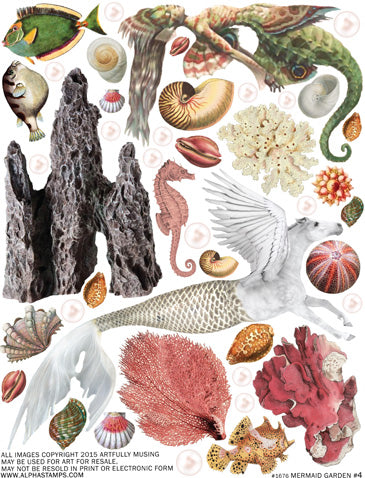Mermaid Garden #4 Collage Sheet