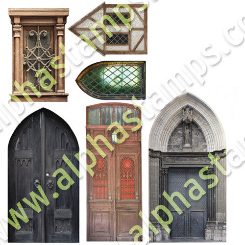 Mini Old Windows & Doors Collage Sheet | Alpha Stamps