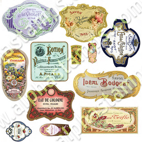 Mini Perfume Labels Collage Sheet | Alpha Stamps