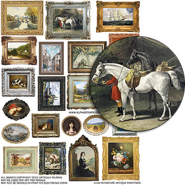 Miniature Antique Paintings Collage Sheet