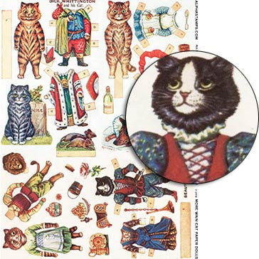 More Wain Cat Paper Dolls Collage Sheet