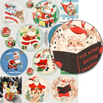 North Pole Round Ornaments Collage Sheet