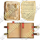 Books, Letters, Music & Parchment Collage Sheet
