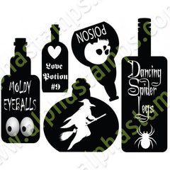 Potion Bottle Silhouettes Collage Sheet