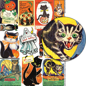 Retro Halloween Party Invitations Collage Sheet