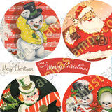 Retro Xmas Round Ornaments Collage Sheet