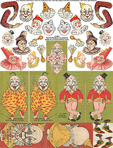 Reversible Clowns Collage Sheet