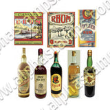 Rum Bottles, Labels & Posters Collage Sheet