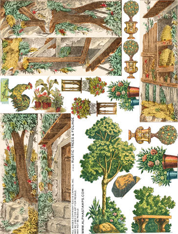 Rustic Trees & Foliage Collage Sheet
