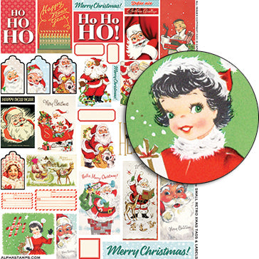 Small Retro Xmas Tags & Labels Collage Sheet
