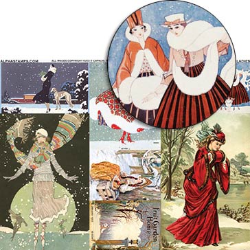 Snowy Winter Ladies Collage Sheet