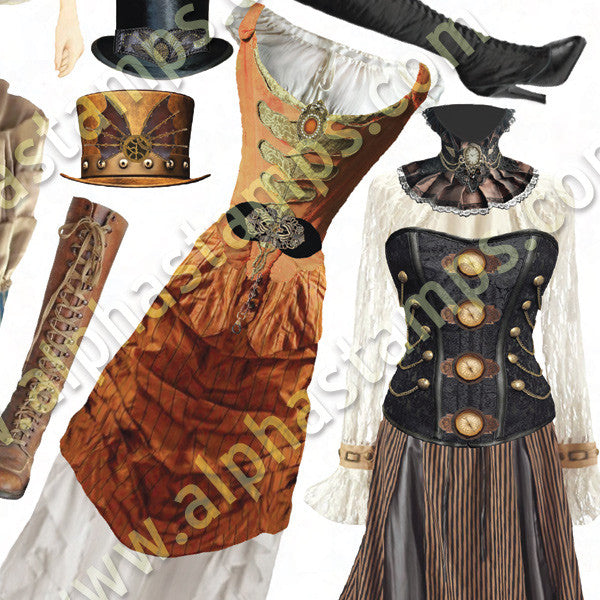 Steampunk Fashions #1 Collage Sheet | Alpha Stamps