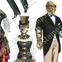 Steampunk People Collage Sheet