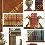Tall Faux Bookcase Facade Collage Sheet