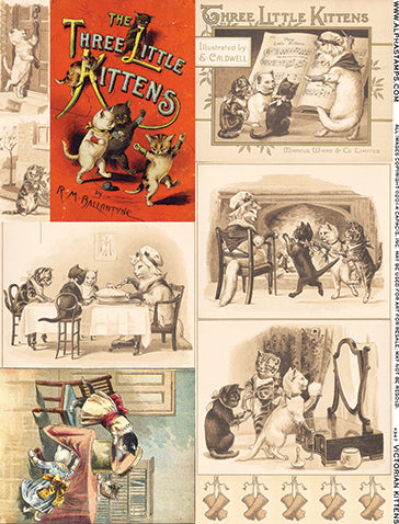 Victorian Kittens Collage Sheet