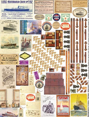 Vintage Travel Tags & Hardware Collage Sheet