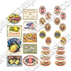 Vintage Beer & Soda Labels Collage Sheet