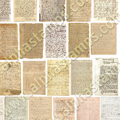Vintage Correspondence, Manuscripts & Old Paper Collage Sheet
