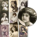 Vintage Sepia Children ATCs Collage Sheet