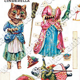 Wain Fairy Tale Cat Paper Dolls Collage Sheet