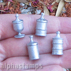 Set of 4 Metal Apothecary Jars