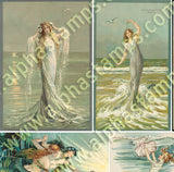 Aqua Mermaids & Ladies by the Sea Collage Sheet