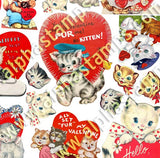 Big Heart Cat Valentines Collage Sheet