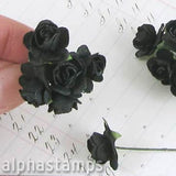 1/2 Inch Black Paper Roses
