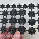 Sheet of Black Dresden Stars or Medallions