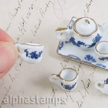 Ceramic Tea Set with Blue Pattern*