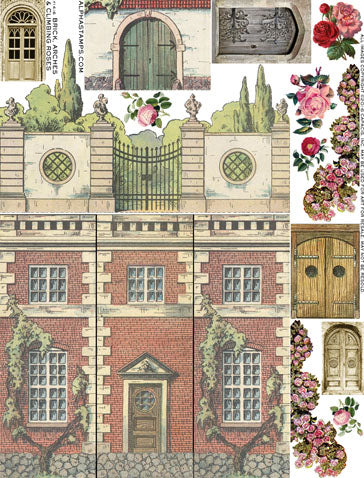 Brick, Arches & Climbing Roses Collage Sheet