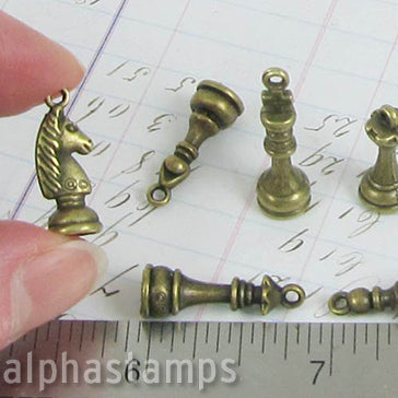 Bronze 3D Chess Set Charms