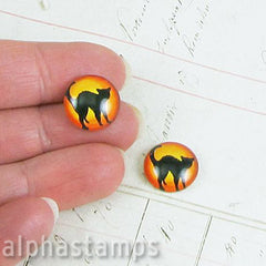 Black Cat Glass Cabochon - 14mm - SOLD OUT