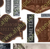 Cemetery Signage & ATCs Collage Sheet