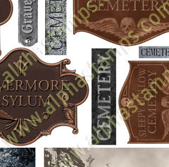 Cemetery Signage & ATCs Collage Sheet