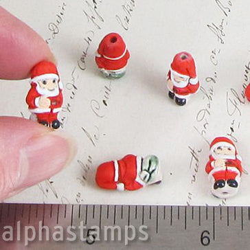 Tiny Ceramic Santa Claus Bead