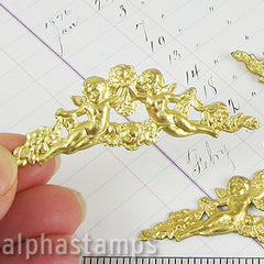 Brass Cherub Banner with Flowers - SOLD OUT