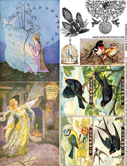 Cinderella & Birds Collage Sheet