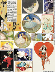 Clown Valentines Collage Sheet