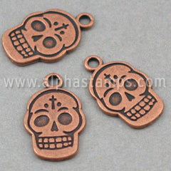 Antique Copper Skull Charms