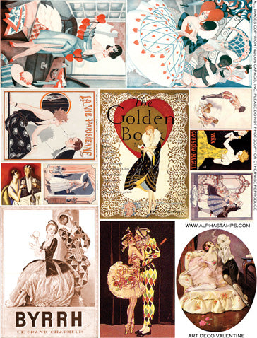 Art Deco Valentine Collage Sheet