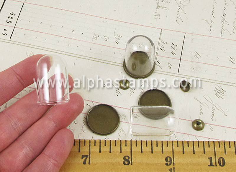 Mini Glass Domes Bronze 30mm Tall Alpha Stamps