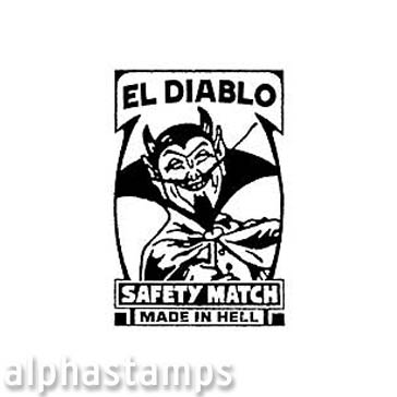 El Diablo Matchbox Label Rubber Stamp