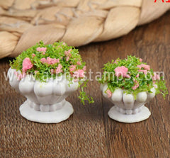 Set of 2 Miniature Planters w Foliage - OUT OF STOCK