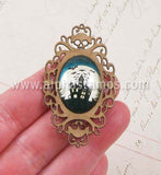25x18mm Glass Haunted House Cabochon