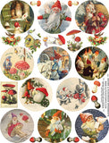 Gnome & Mushroom Ornaments Collage Sheet
