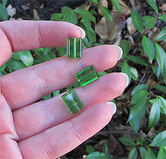 12x8mm Green Glass Rectangular Beads
