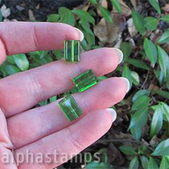 12x8mm Green Glass Rectangular Beads *